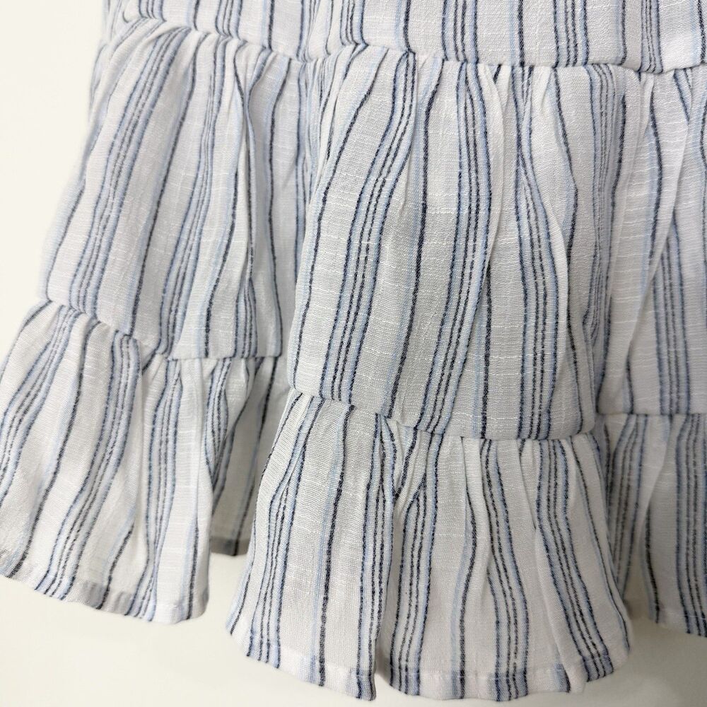 Blu Pepper Peasant Top Shirt White Blue Stripes Flutter Sleeve Tunic Women’s M - Picture 5 of 10